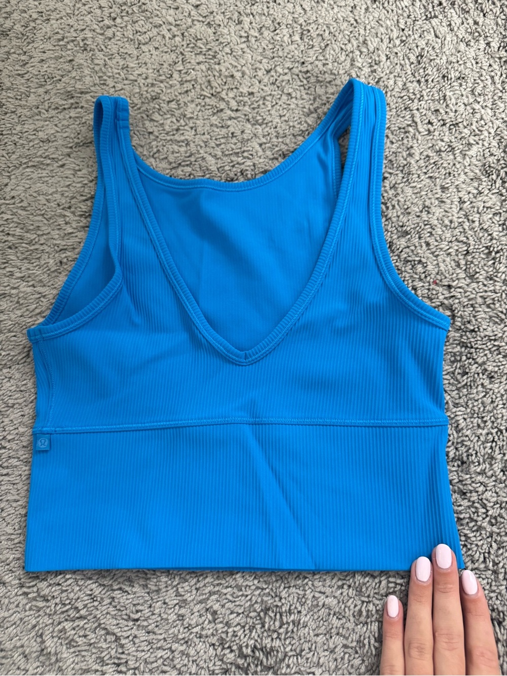 lululemon athletica Blue Ribbed V-Neck Tank Top
